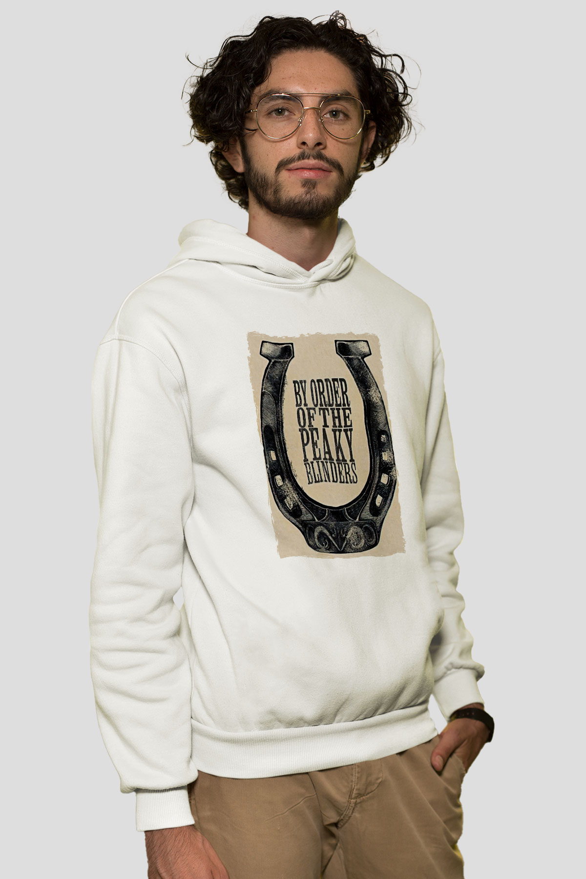 Peaky Blinders Baskılı Beyaz Unisex Hoodie