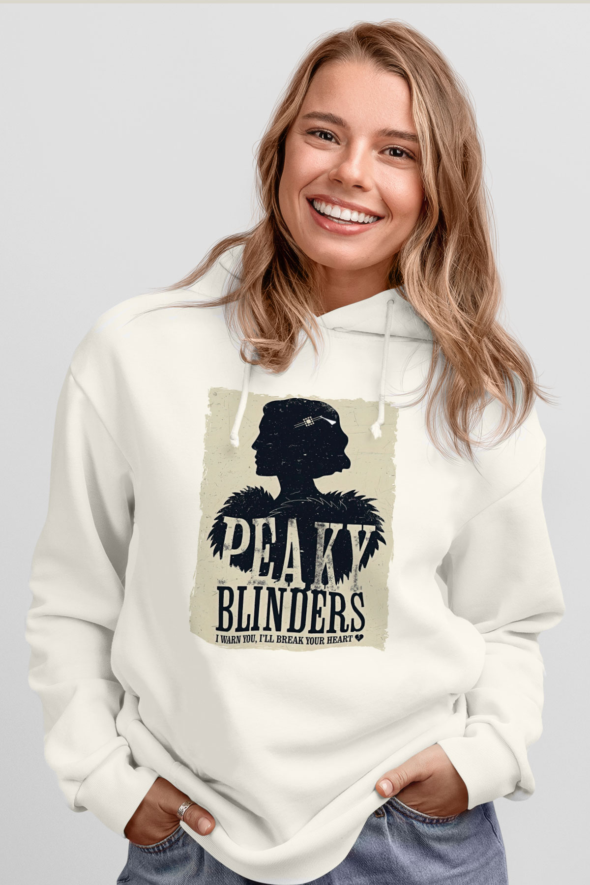 Peaky Blinders Baskılı Beyaz Unisex Hoodie