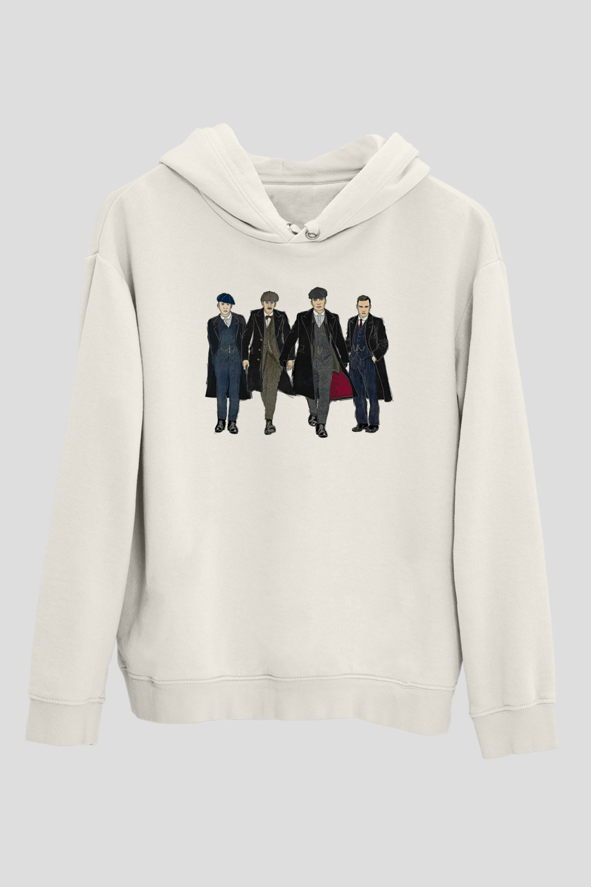 Peaky Blinders Baskılı Beyaz Unisex Hoodie