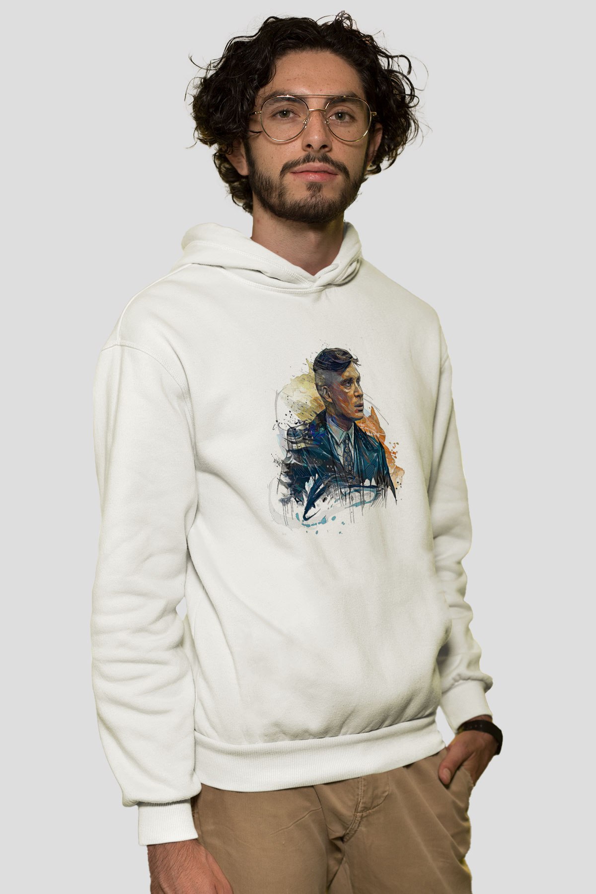 Peaky Blinders Baskılı Beyaz Unisex Hoodie