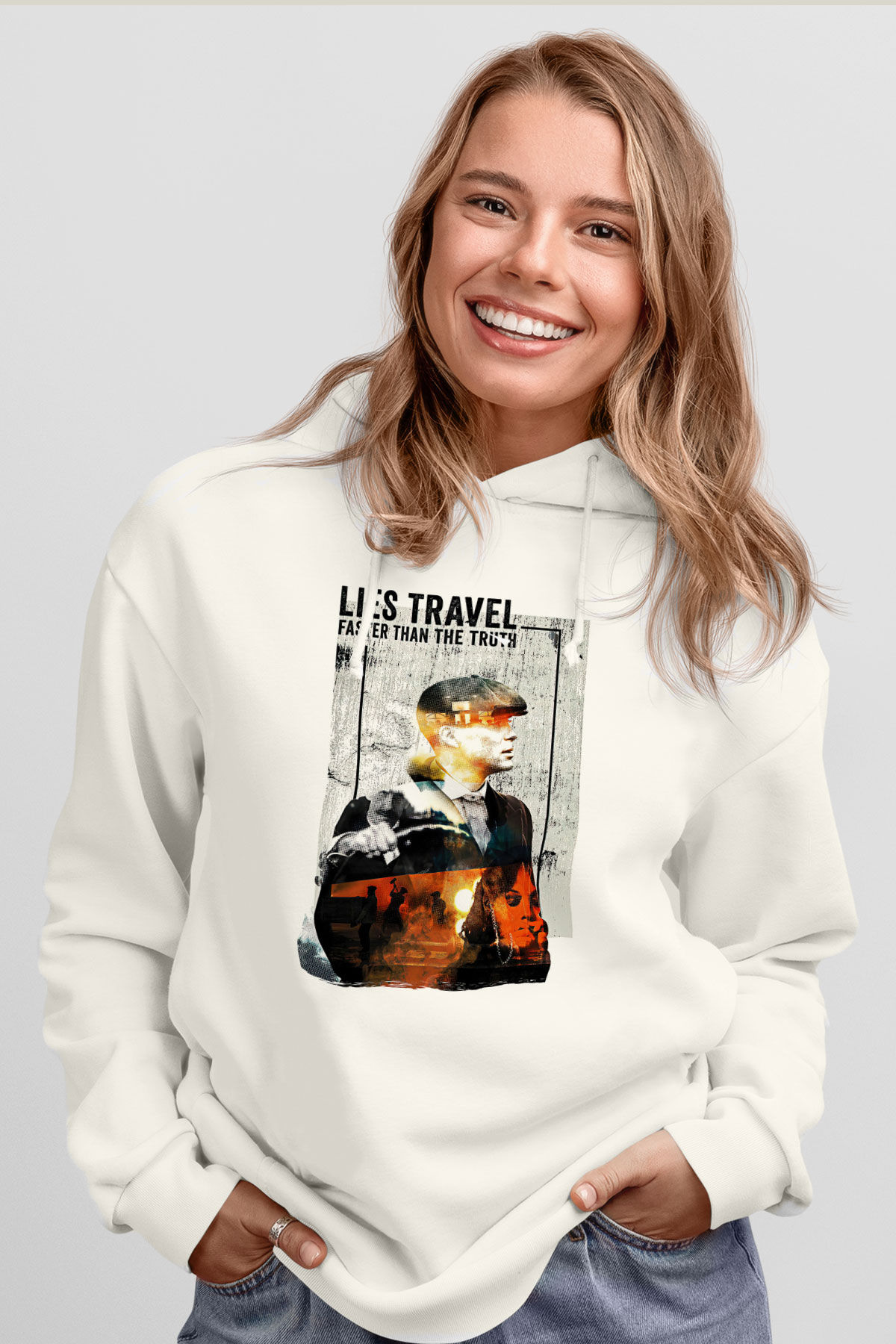 Peaky Blinders Baskılı Beyaz Unisex Hoodie