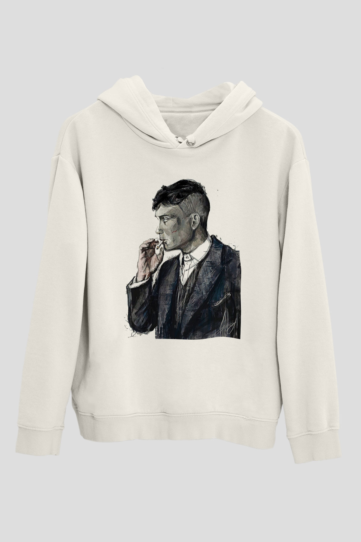 Peaky Blinders Baskılı Beyaz Unisex Hoodie