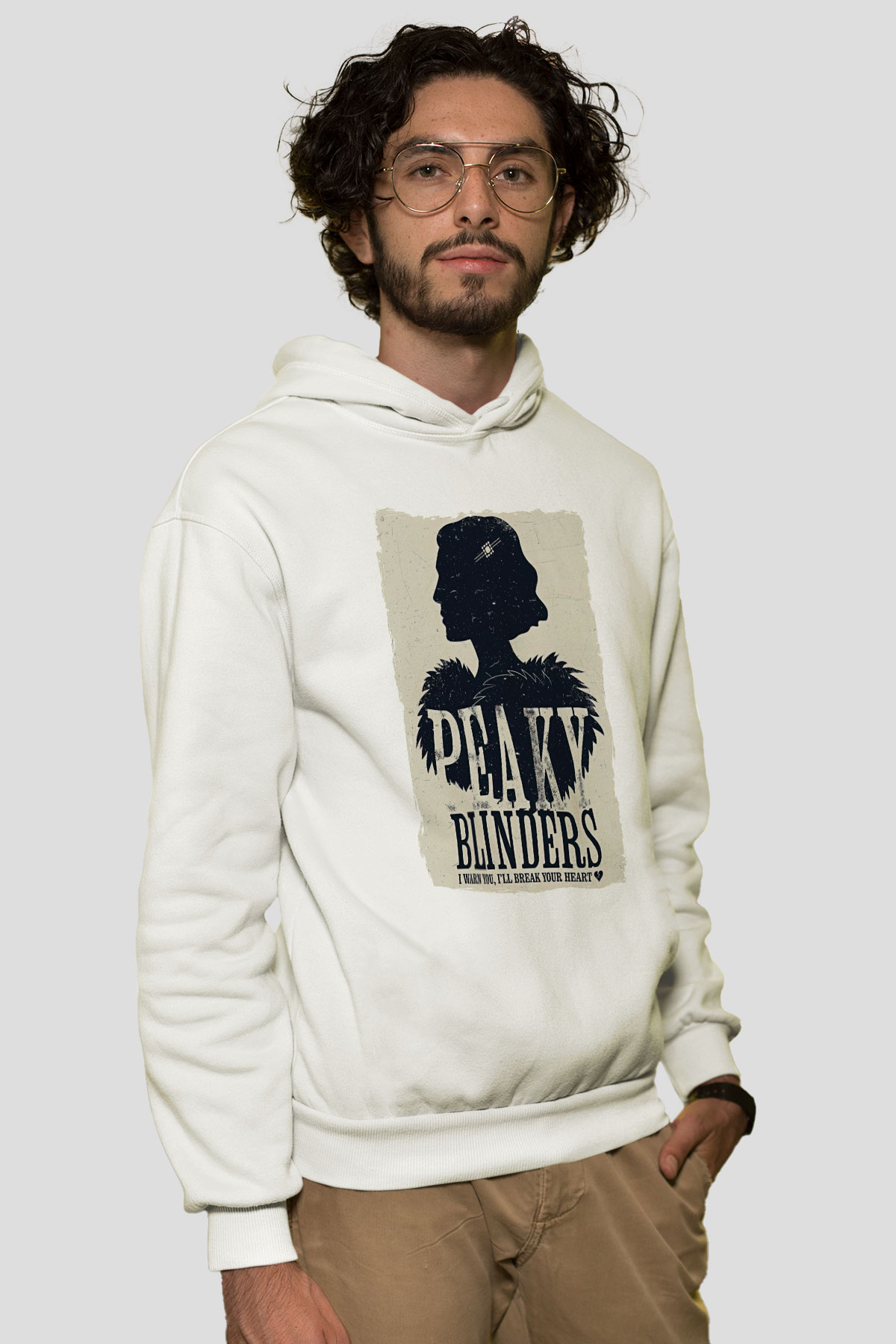 Peaky Blinders Baskılı Beyaz Unisex Hoodie