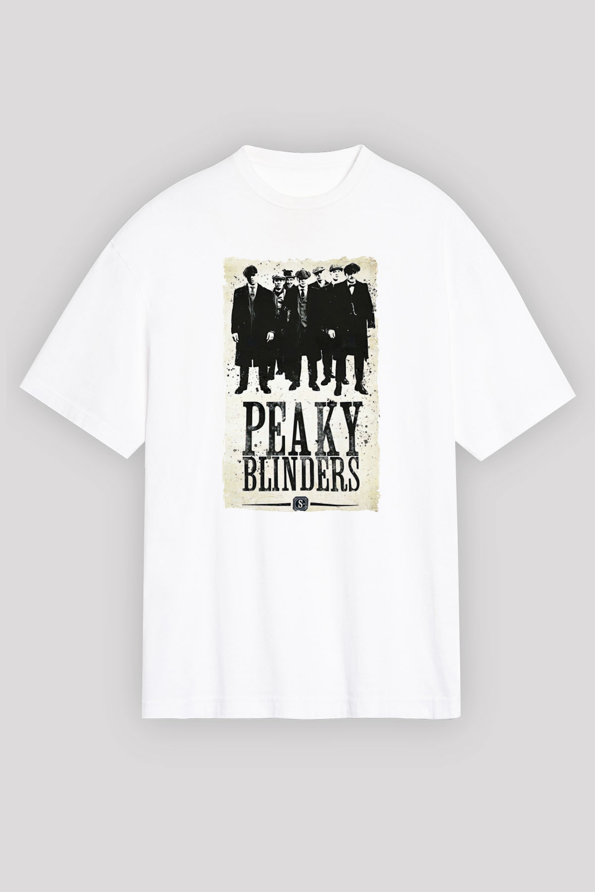 Peaky Blinders Baskılı Beyaz Unisex Oversize Tişört - Tshirt