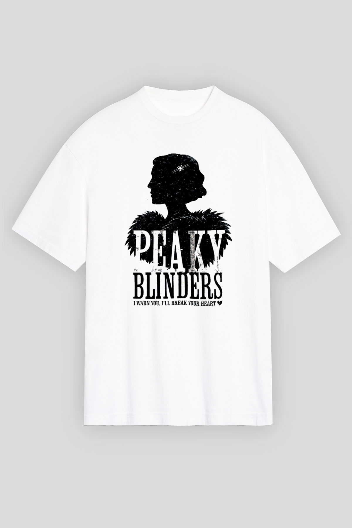 Peaky Blinders Baskılı Beyaz Unisex Oversize Tişört - Tshirt