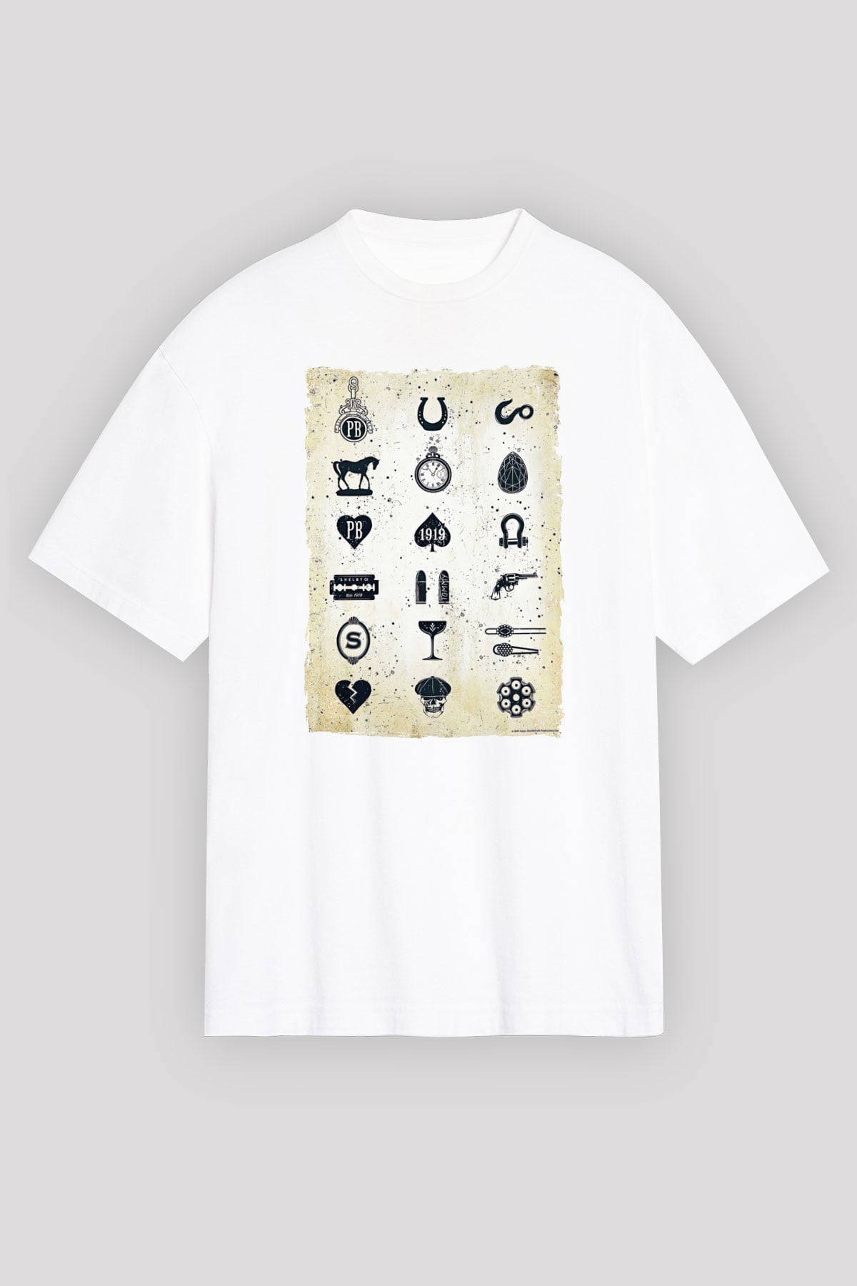Peaky Blinders Baskılı Beyaz Unisex Oversize Tişört - Tshirt