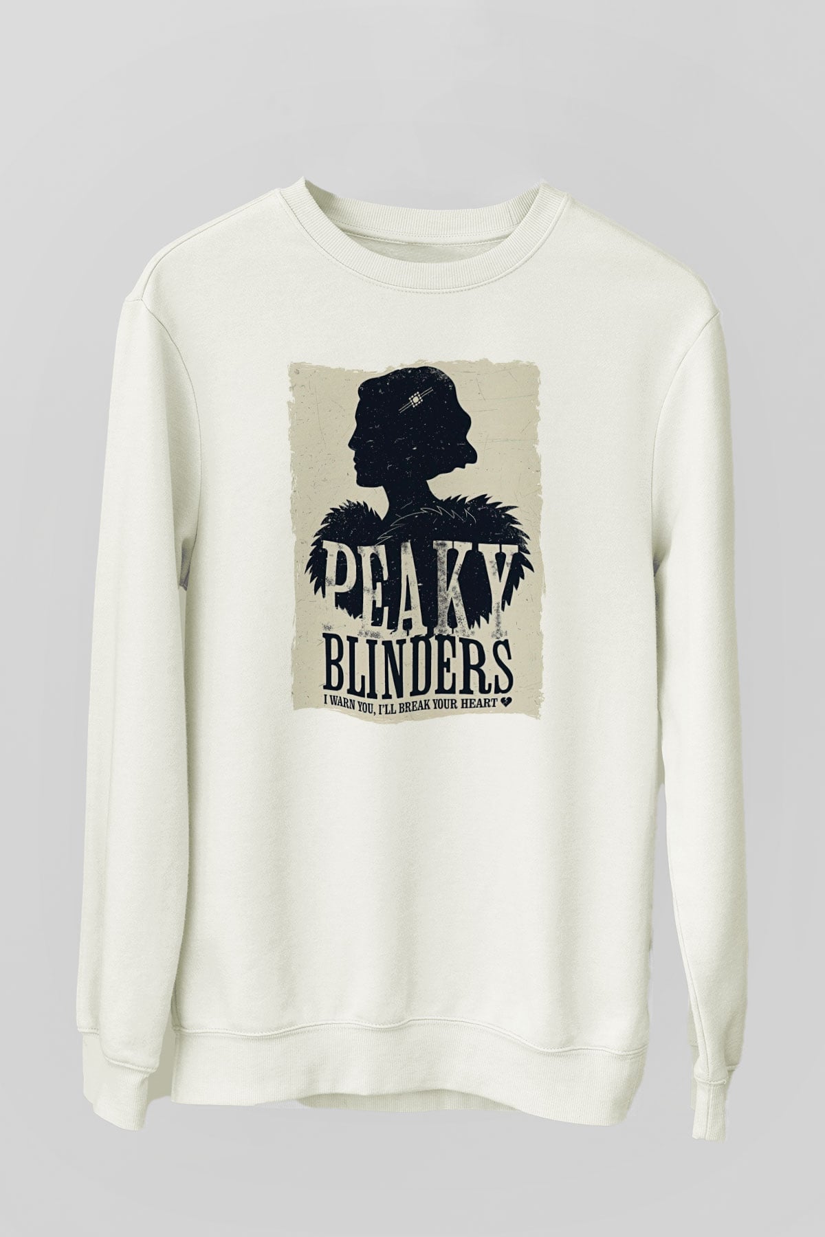 Peaky Blinders Baskılı Beyaz Unisex Sweatshirt