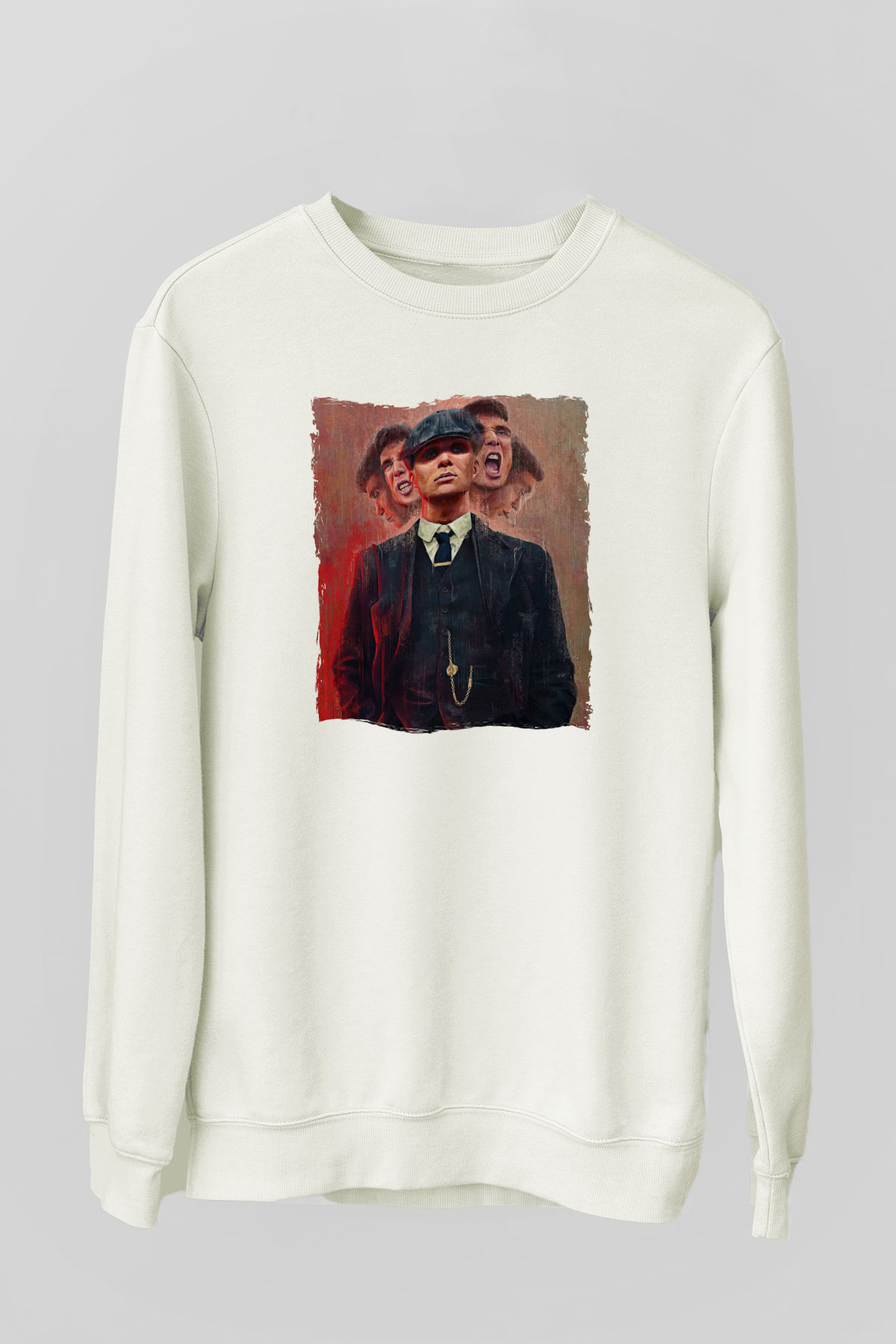 Peaky Blinders Baskılı Beyaz Unisex Sweatshirt