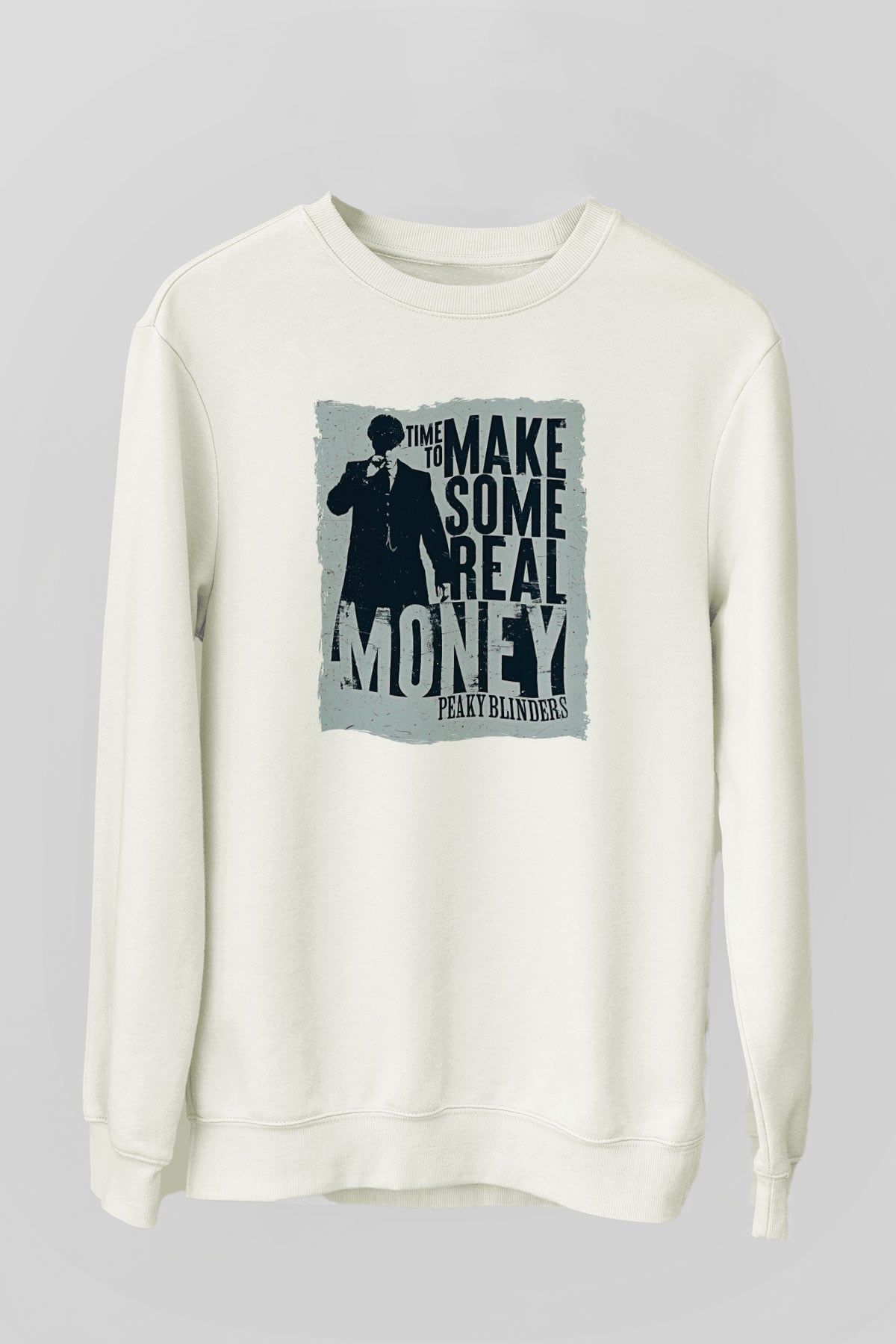 Peaky Blinders Baskılı Beyaz Unisex Sweatshirt