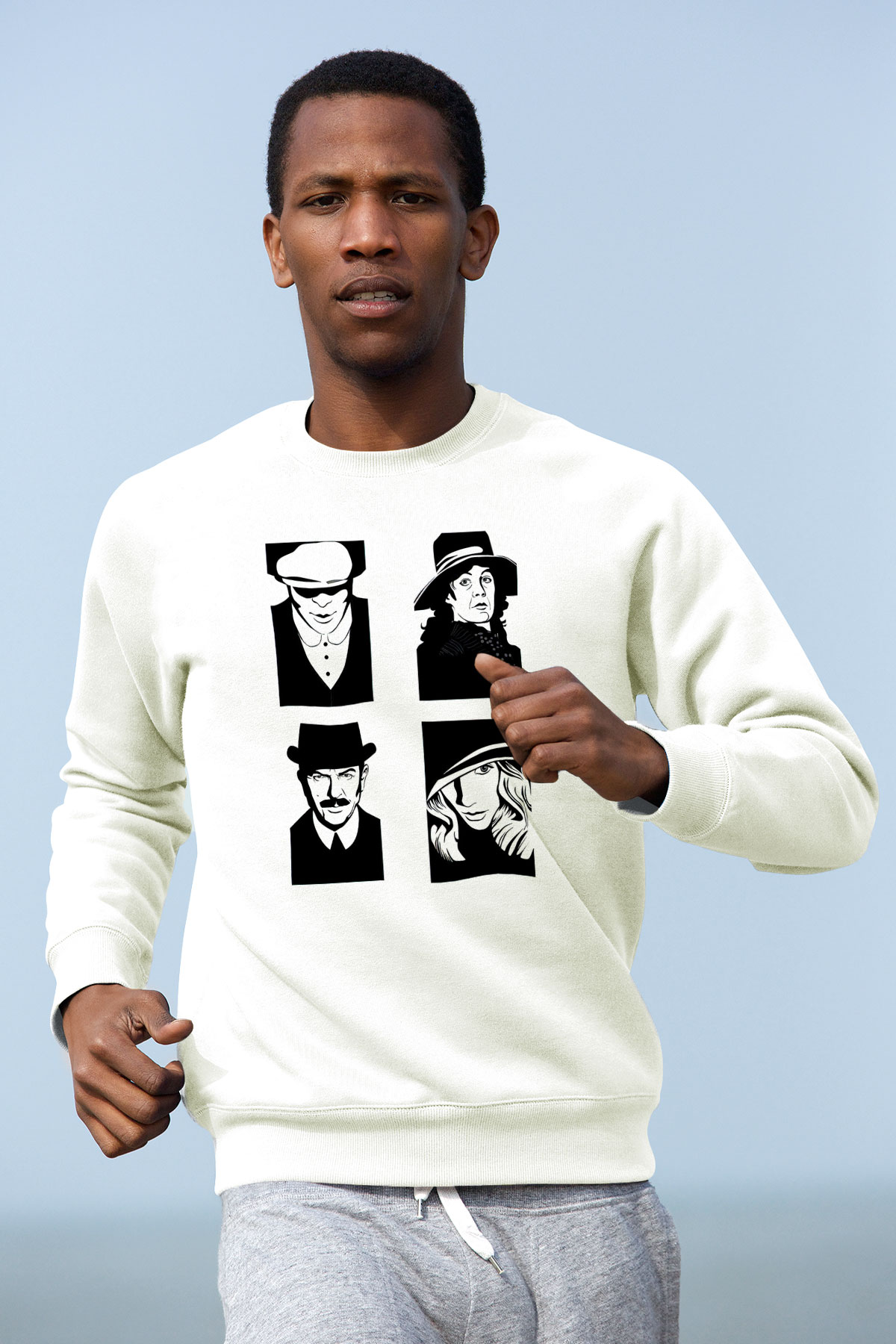 Peaky Blinders Baskılı Beyaz Unisex Sweatshirt