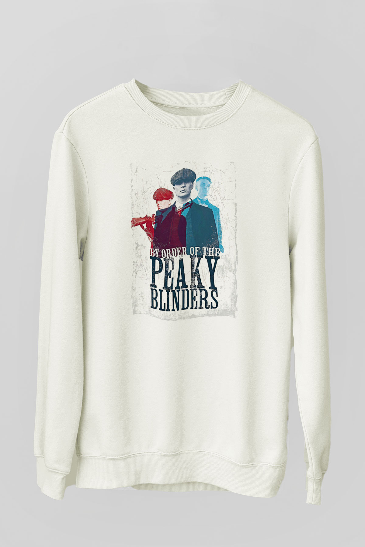 Peaky Blinders Baskılı Beyaz Unisex Sweatshirt