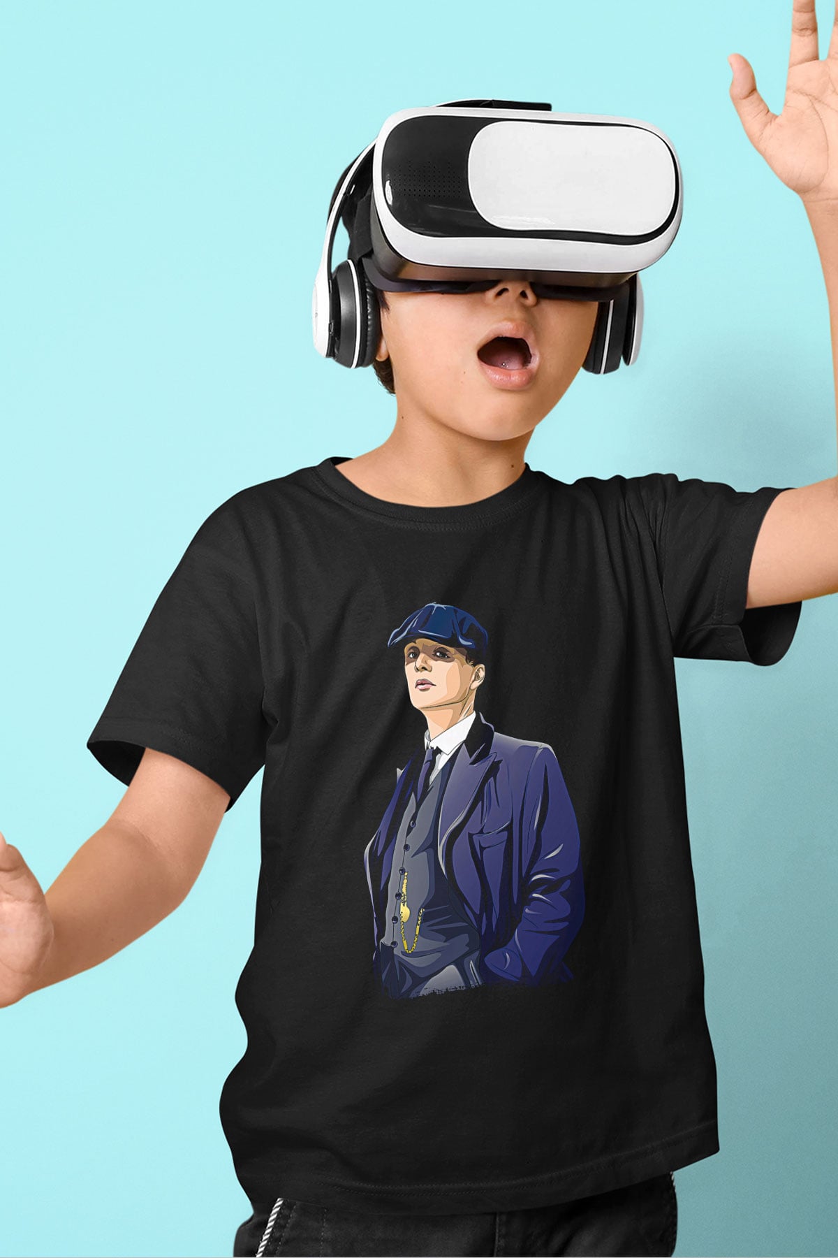 Peaky Blinders Baskılı Unisex Siyah Çocuk Tişört - Tshirt