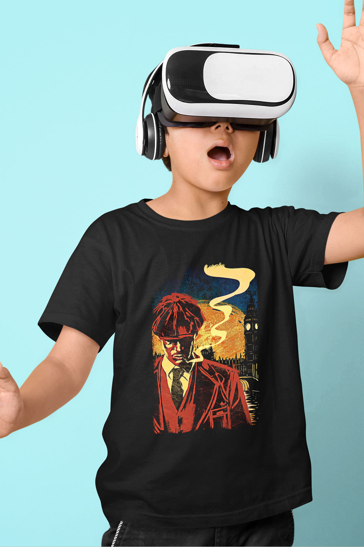 Peaky Blinders Baskılı Unisex Siyah Çocuk Tişört - Tshirt