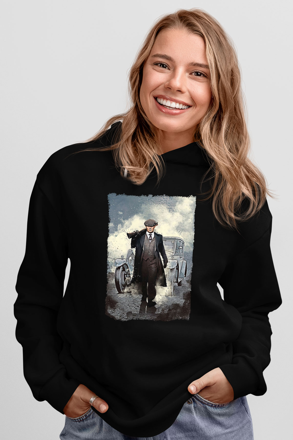 Peaky Blinders Baskılı Unisex Siyah Hoodie