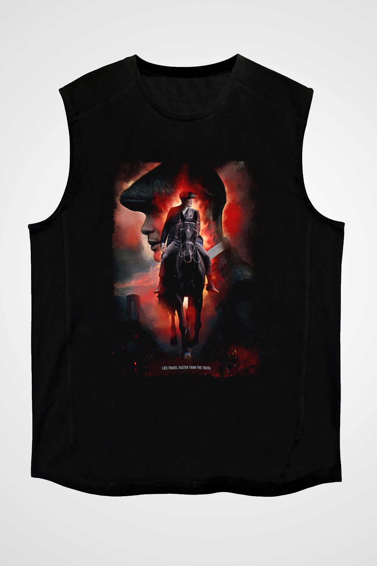 Peaky Blinders Baskılı Unisex Siyah Kolsuz Tişört - Tshirt