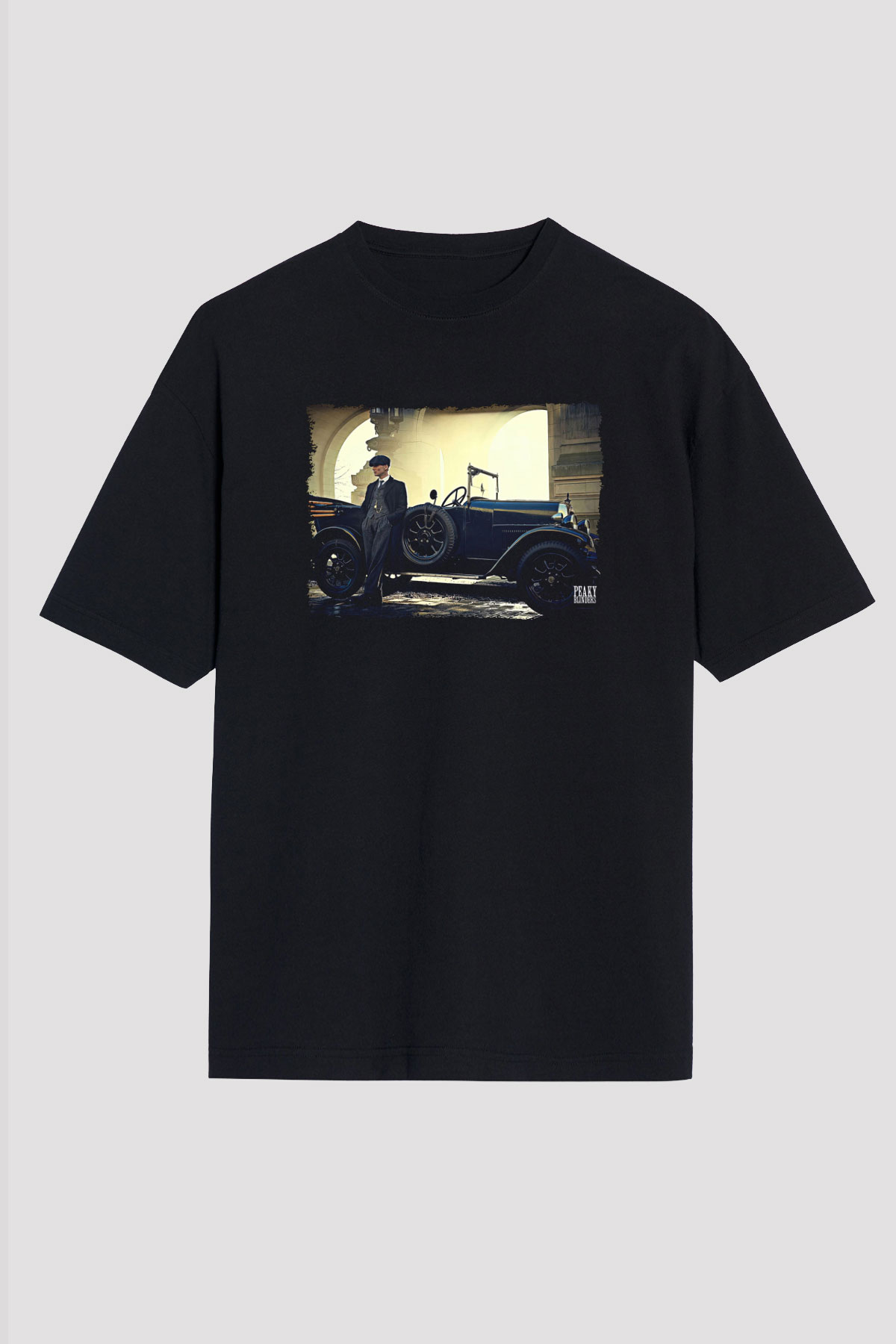 Peaky Blinders Baskılı Unisex Siyah Oversize Tişört - Tshirt