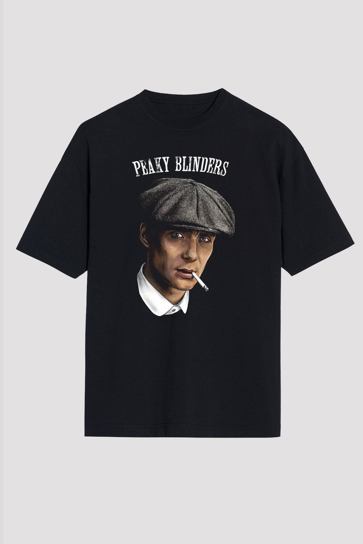 Peaky Blinders Baskılı Unisex Siyah Oversize Tişört - Tshirt