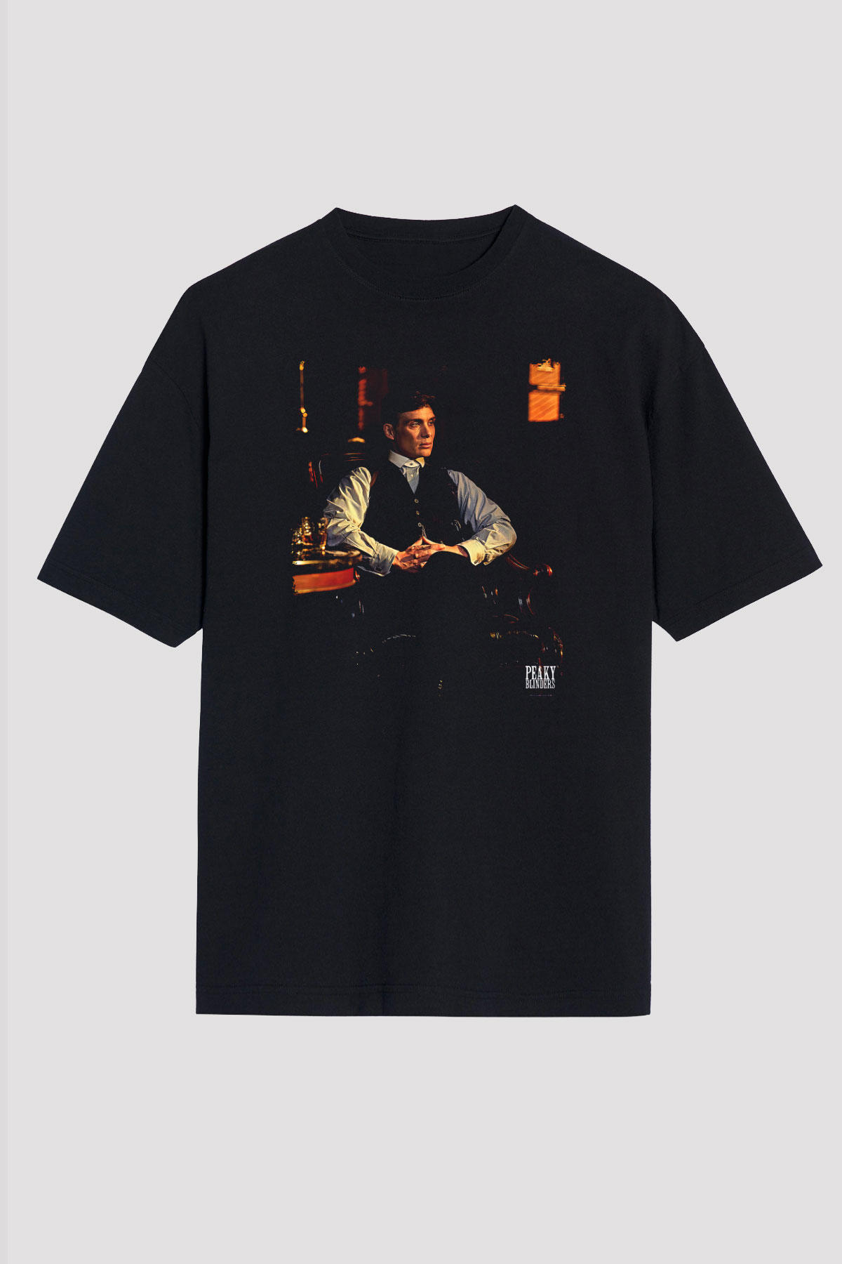 Peaky Blinders Baskılı Unisex Siyah Oversize Tişört - Tshirt