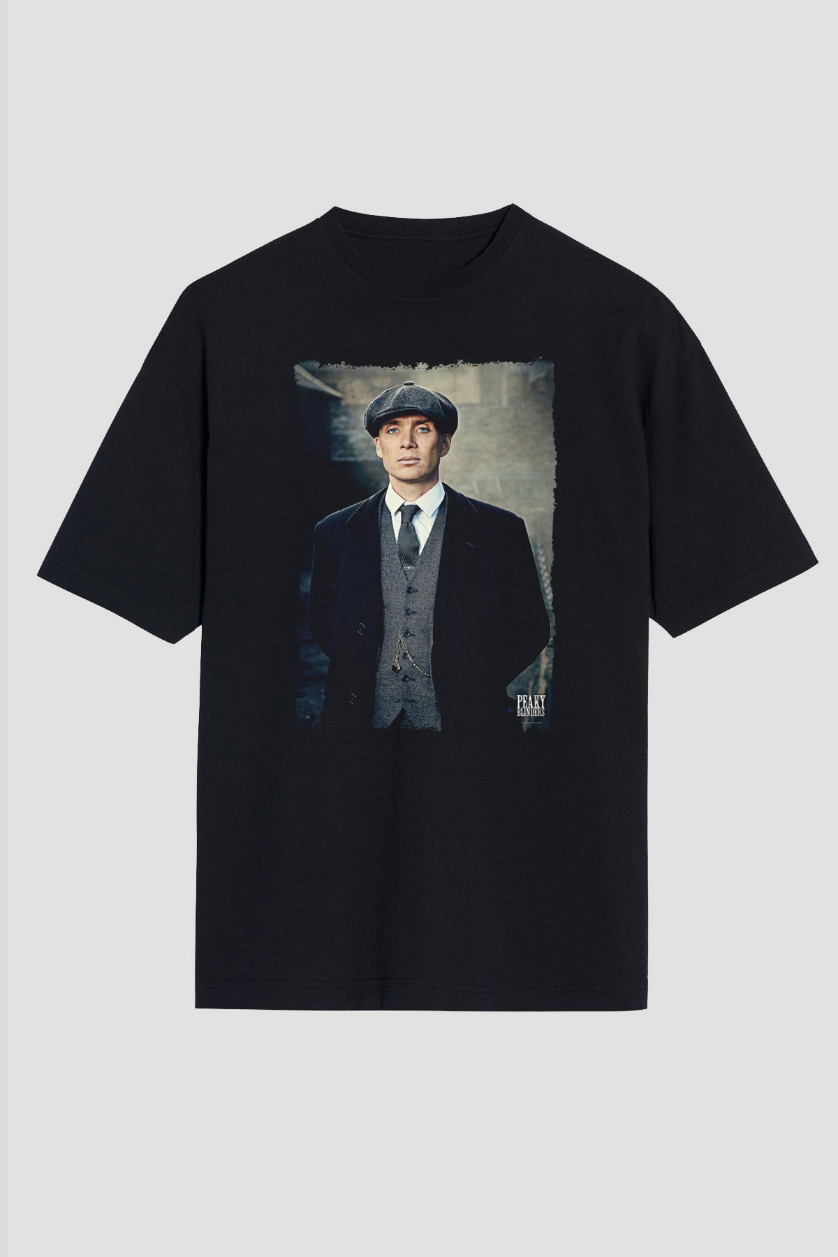 Peaky Blinders Baskılı Unisex Siyah Oversize Tişört - Tshirt