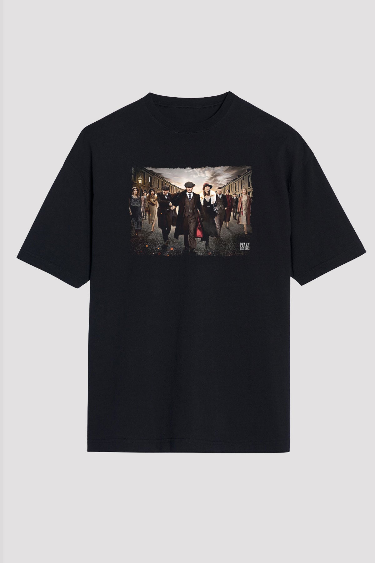 Peaky Blinders Baskılı Unisex Siyah Oversize Tişört - Tshirt