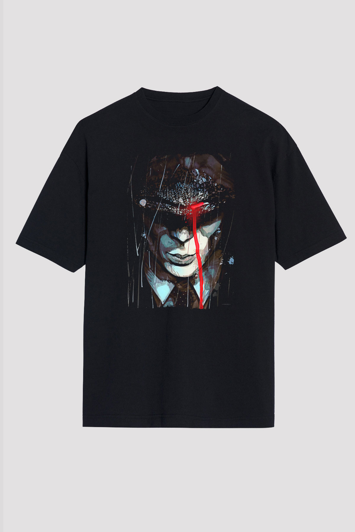 Peaky Blinders Baskılı Unisex Siyah Oversize Tişört - Tshirt