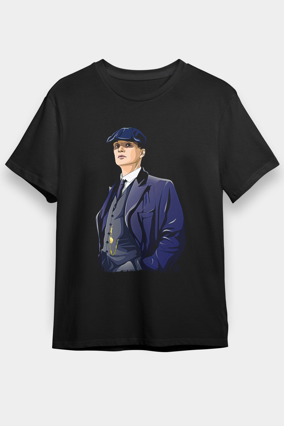 Peaky Blinders Baskılı Unisex Siyah Tişört - Tshirt