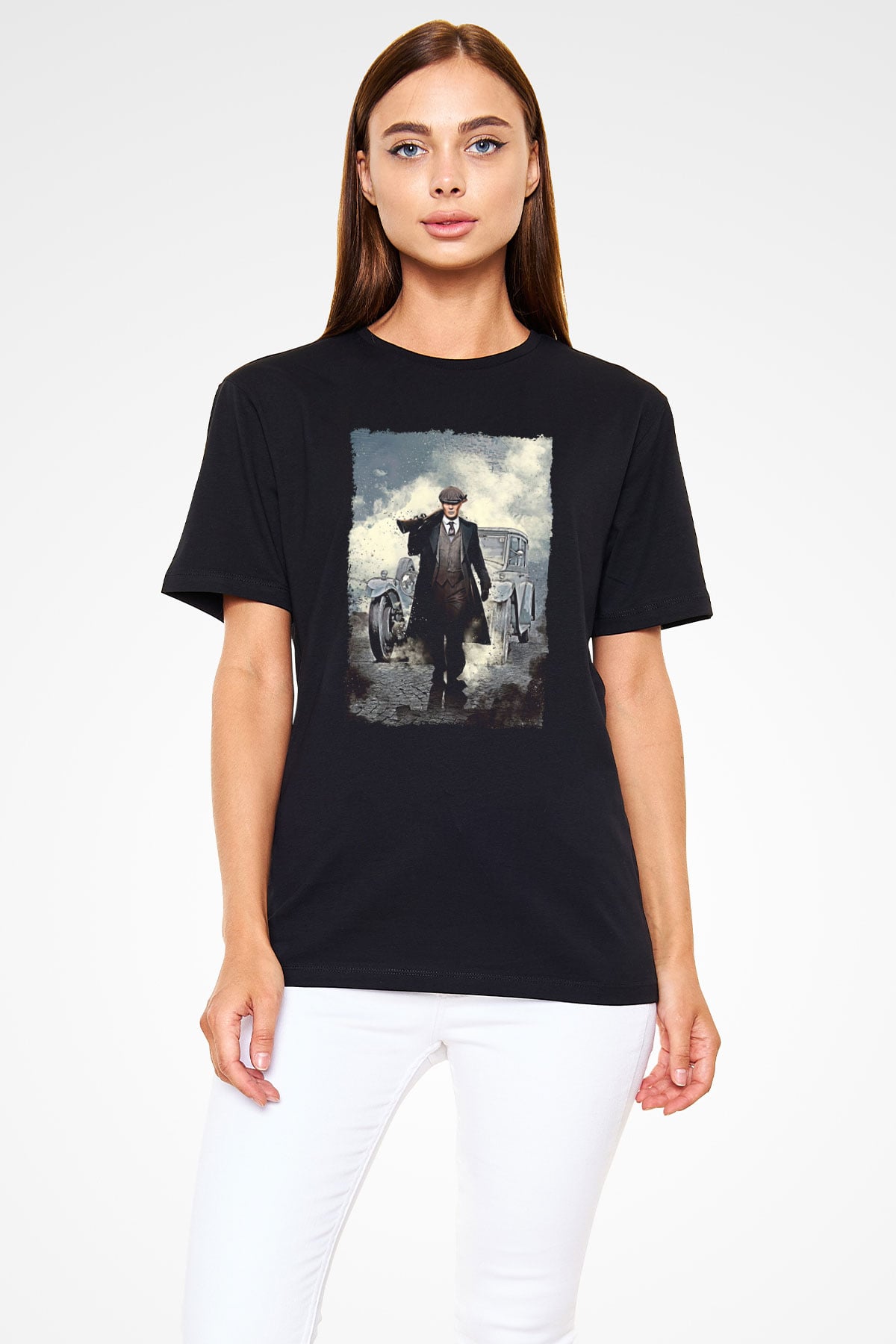 Peaky Blinders Baskılı Unisex Siyah Tişört - Tshirt