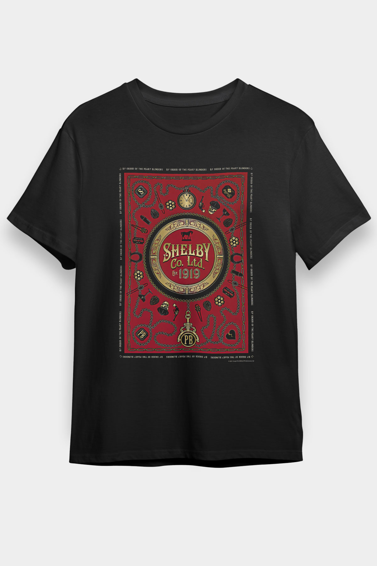 Peaky Blinders Baskılı Unisex Siyah Tişört - Tshirt