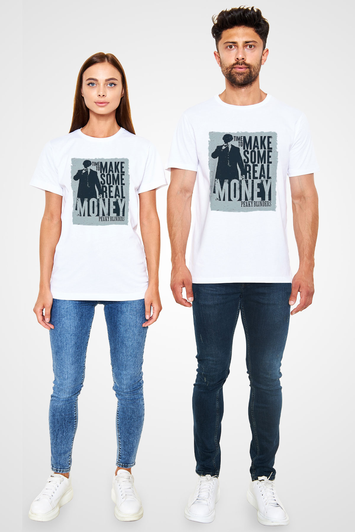Peaky Blinders Unisex Baskılı Beyaz Tişört - Tshirt