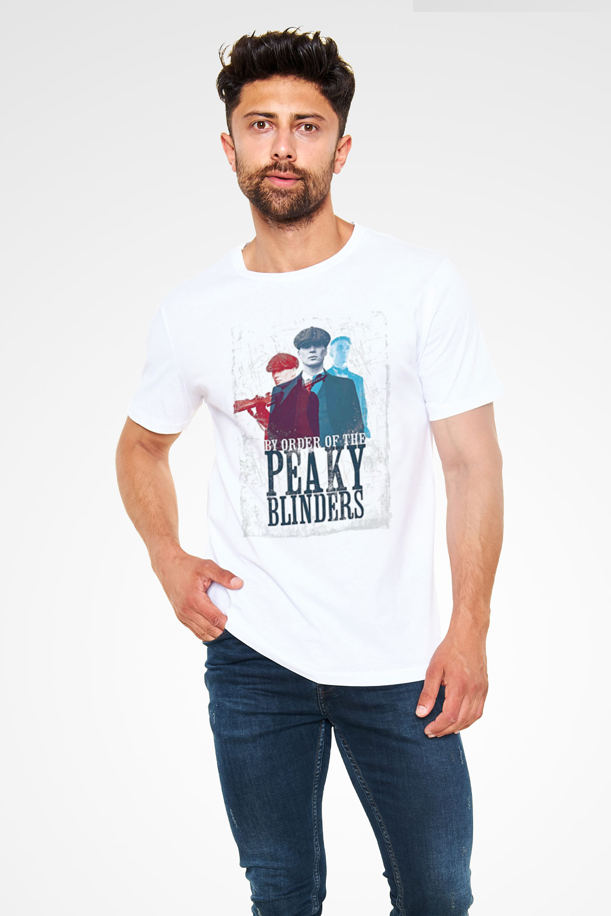 Peaky Blinders Unisex Baskılı Beyaz Tişört - Tshirt