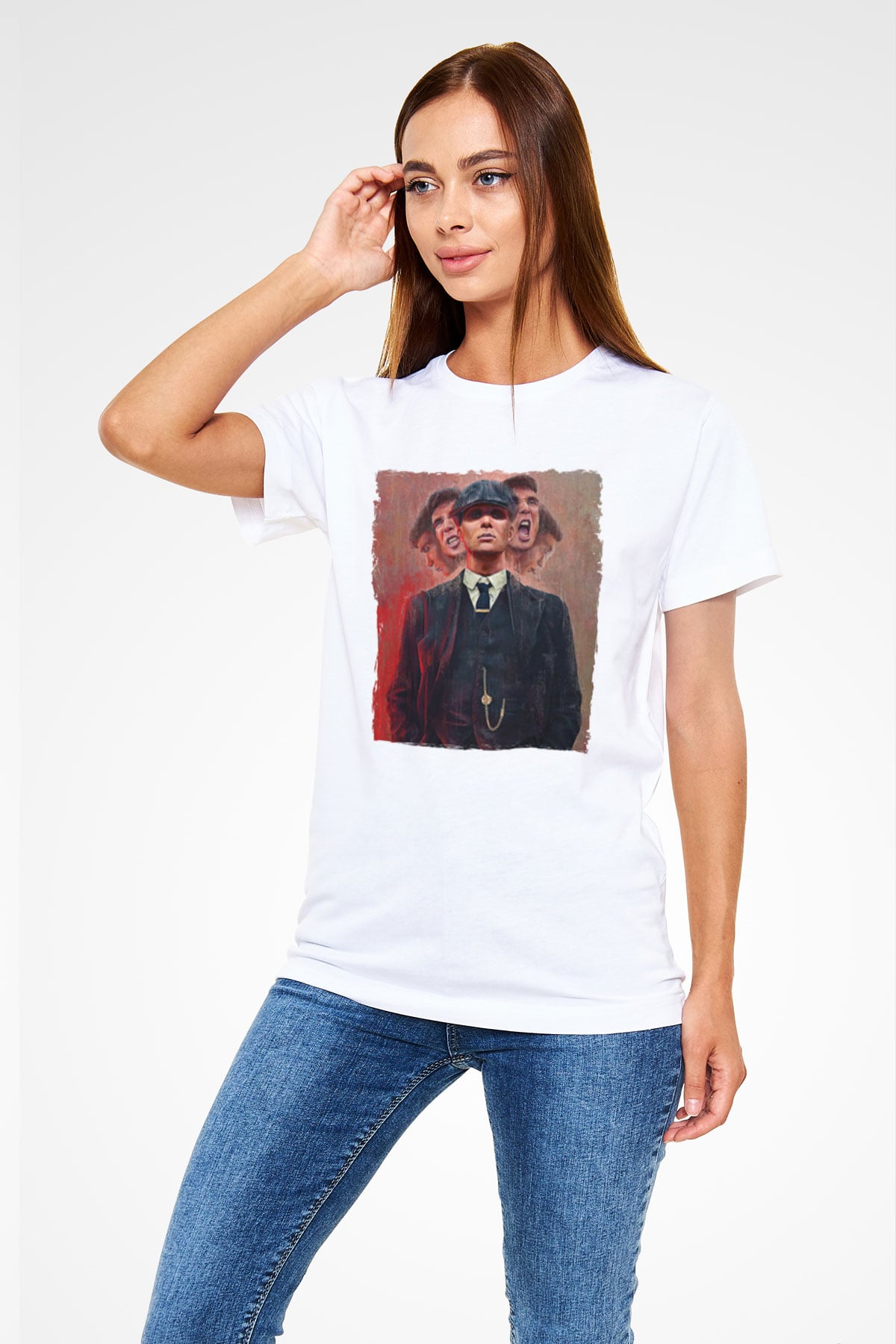 Peaky Blinders Unisex Baskılı Beyaz Tişört - Tshirt