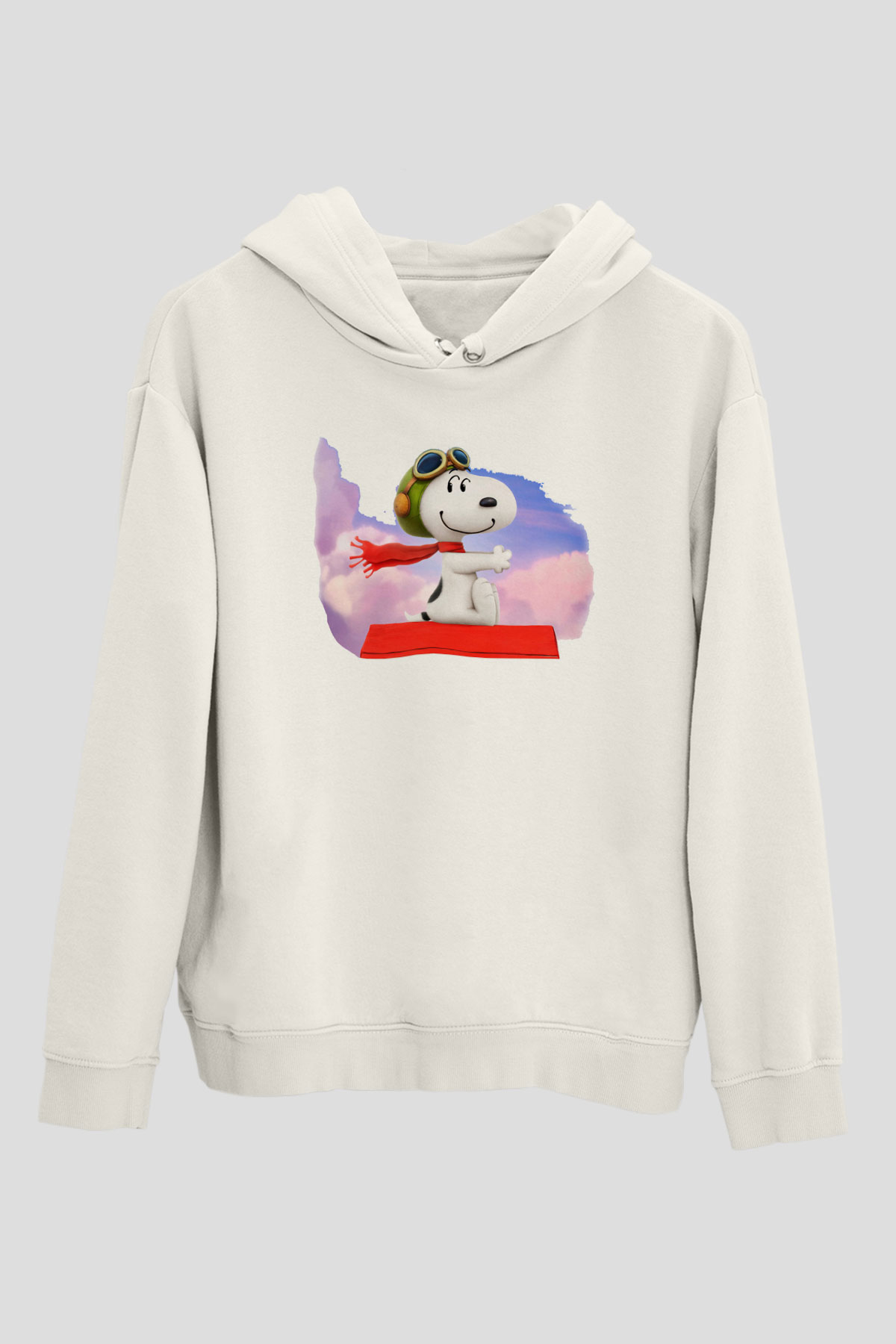 Peanuts Beyaz Unisex Kapşonlu Sweatshirt