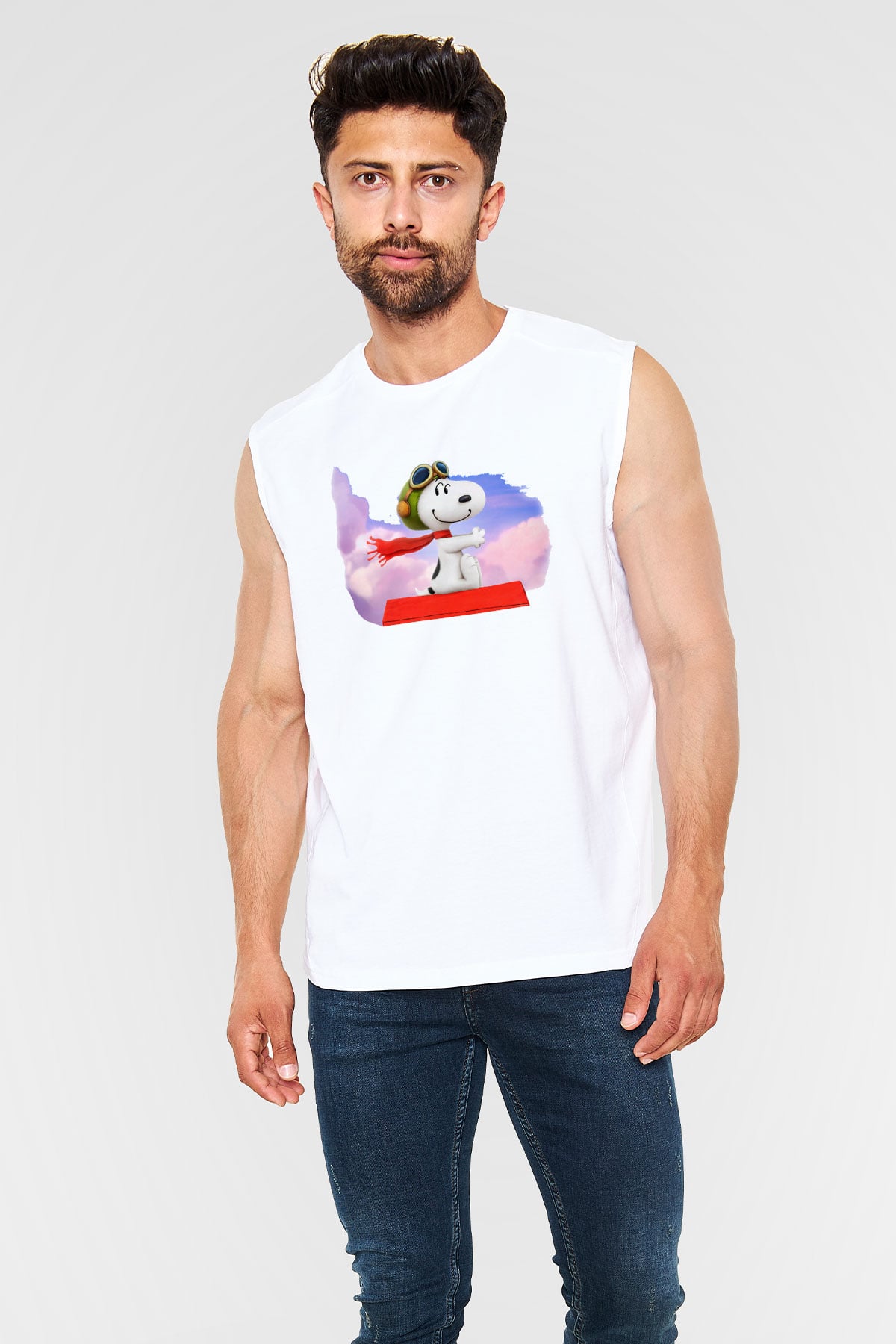 Peanuts Beyaz Unisex Kolsuz Tişört