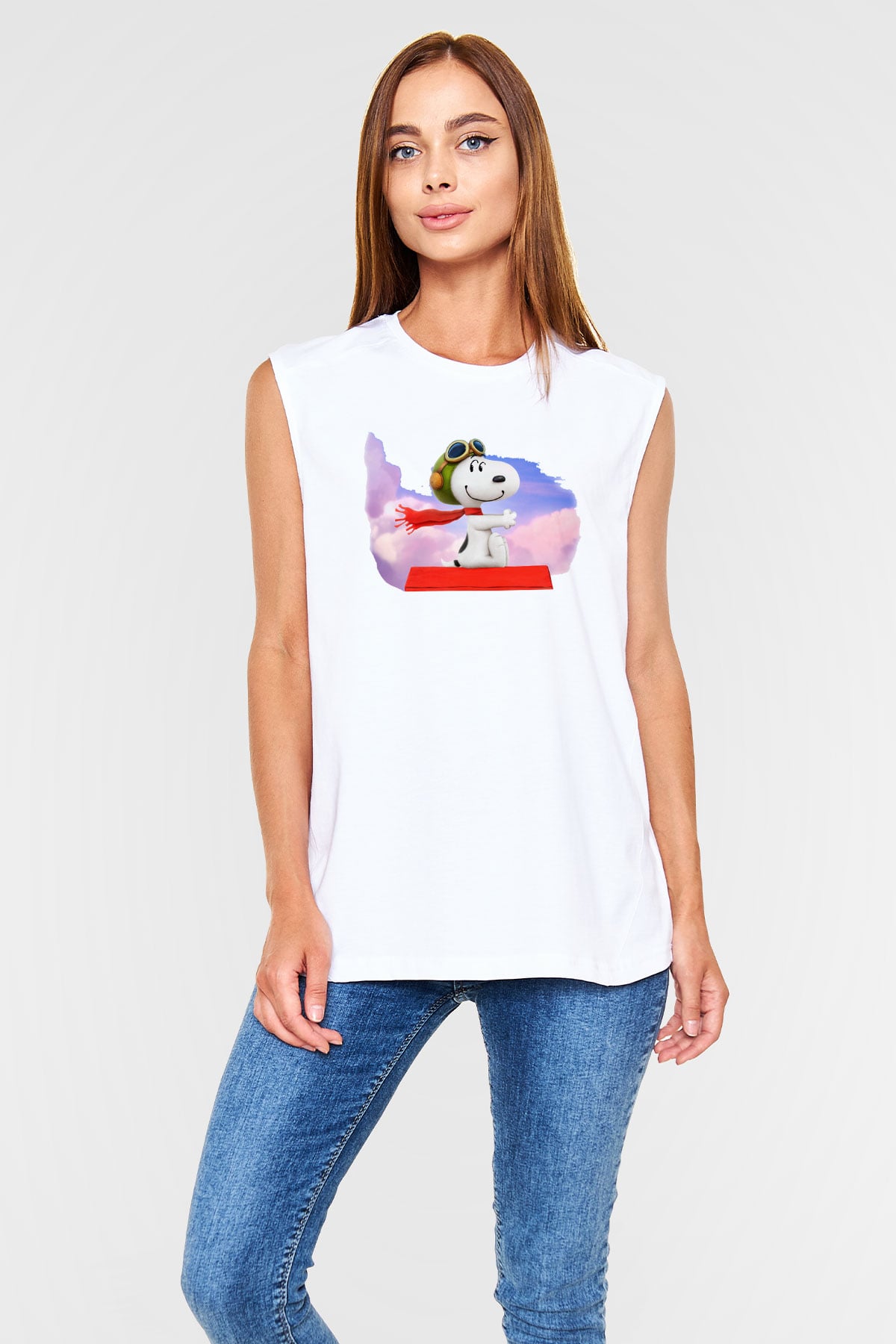 Peanuts Beyaz Unisex Kolsuz Tişört