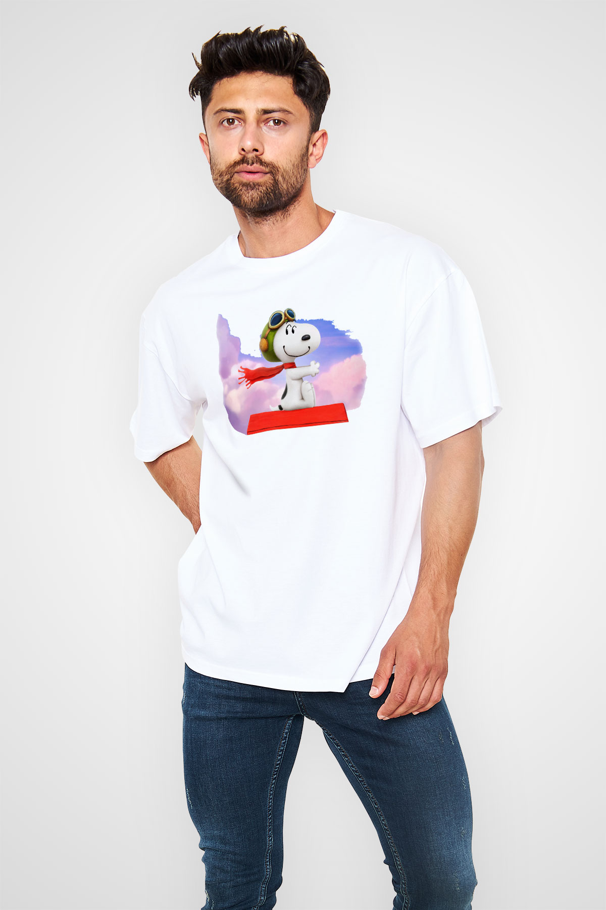 Peanuts Beyaz Unisex Oversize Tişört