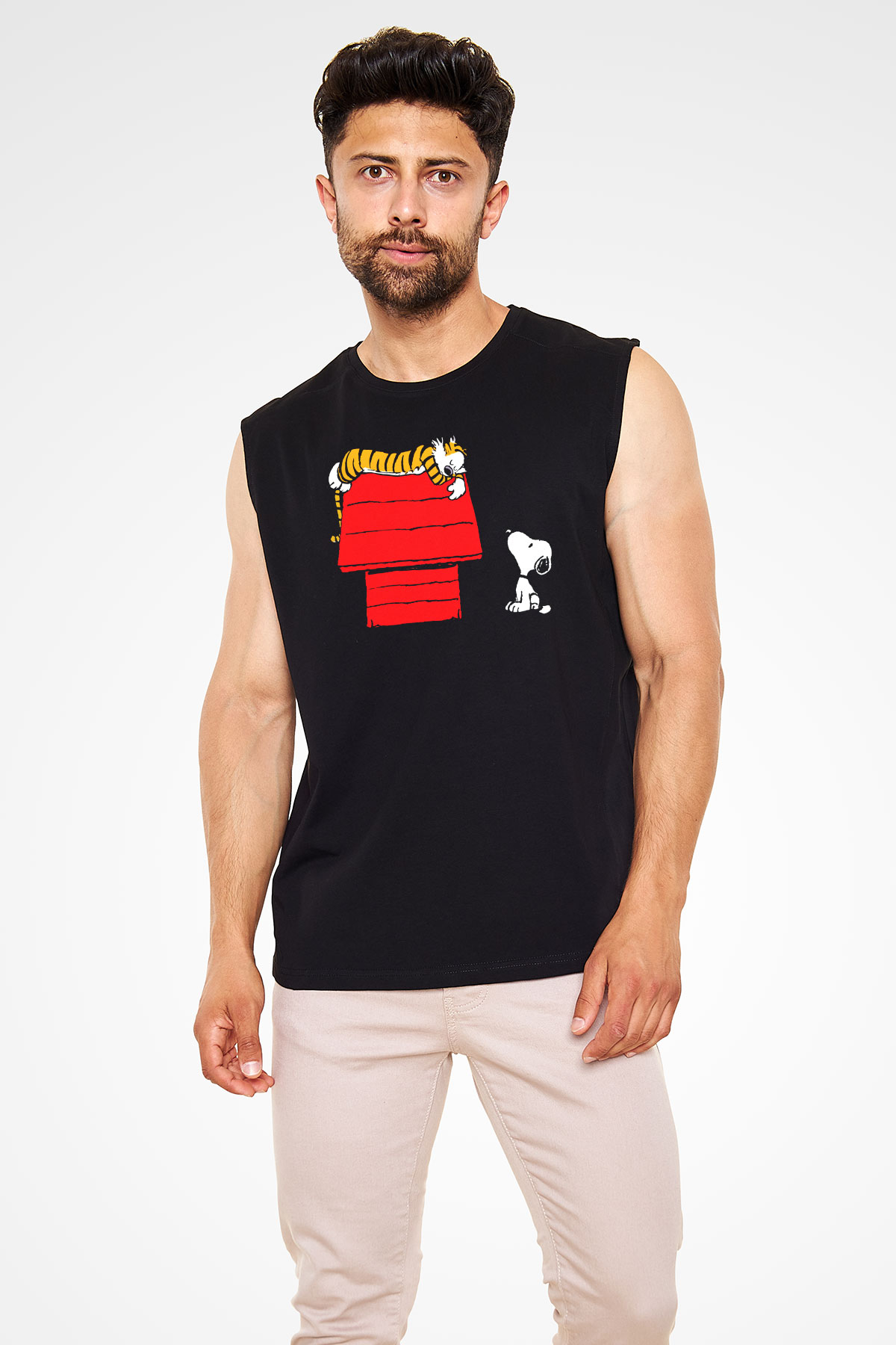 Peanuts Siyah Unisex Kolsuz Tişört