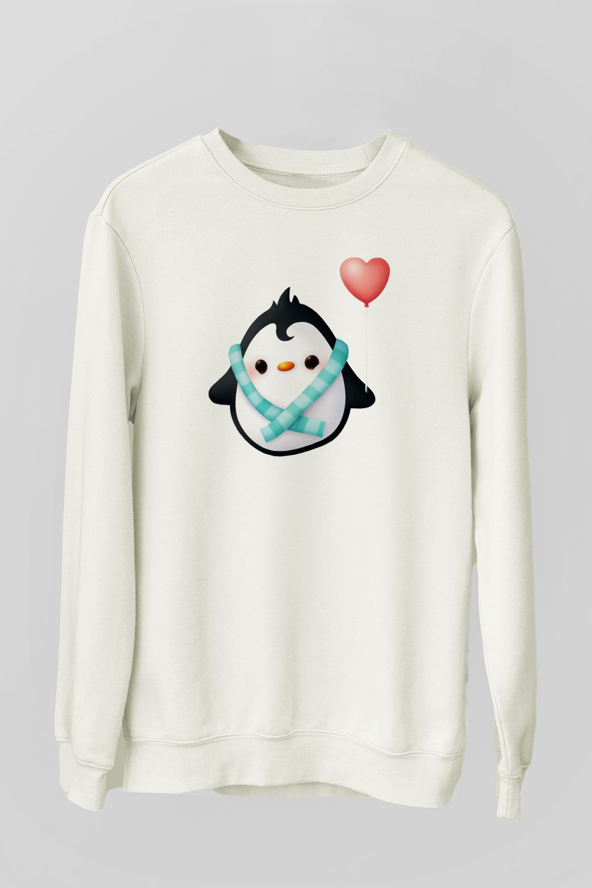 Penguen Beyaz Unisex Sweatshirt