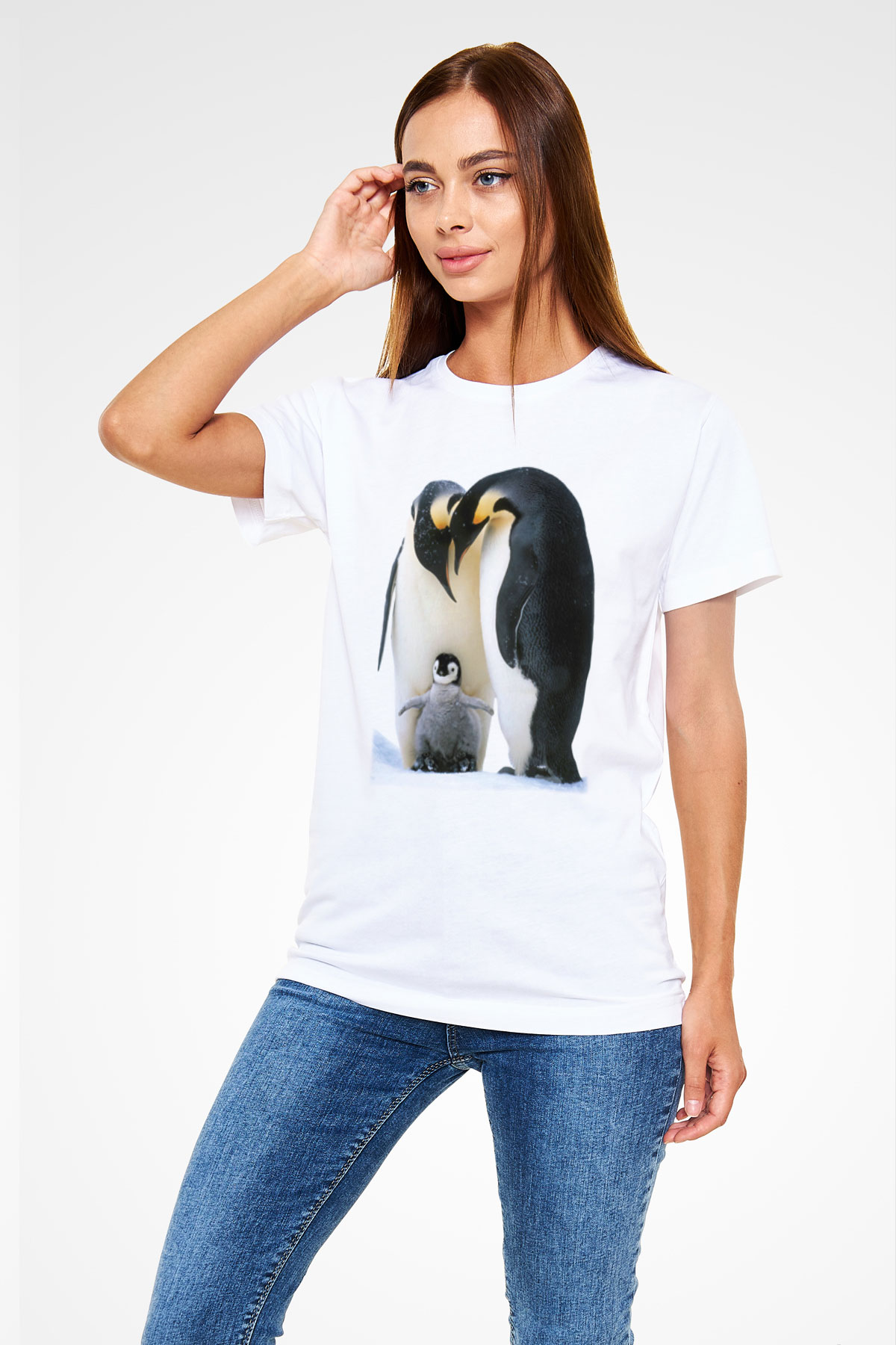Penguen Beyaz Unisex Tişört T-Shirt - TişörtFabrikası