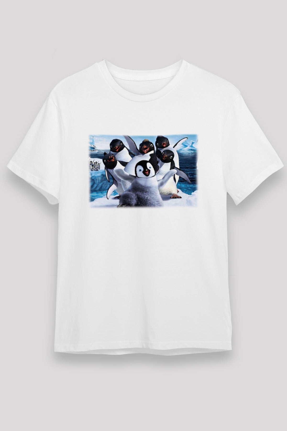 Penguen Beyaz Unisex Tişört T-Shirt - TişörtFabrikası
