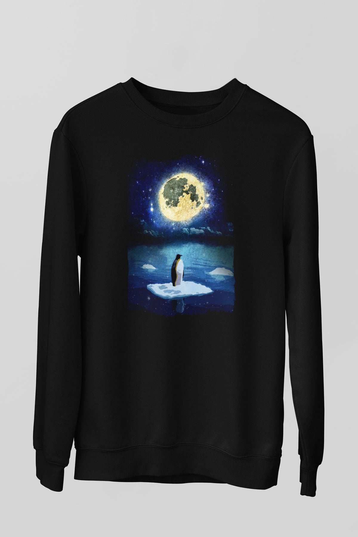 Penguen Siyah Unisex Sweatshirt