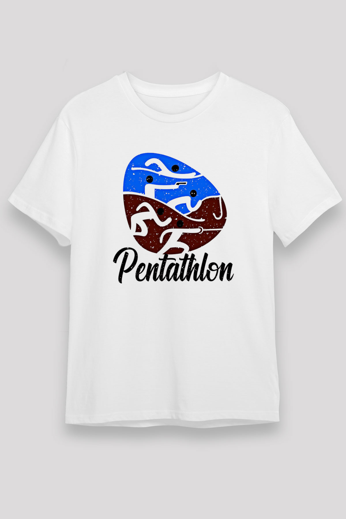 Pentathlon Baskılı Unisex Beyaz Tişört - Tshirt