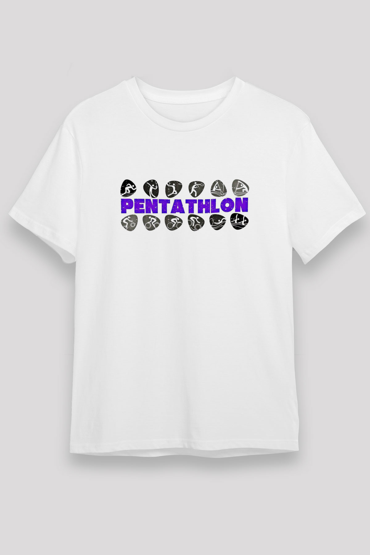 Pentathlon Baskılı Unisex Beyaz Tişört - Tshirt