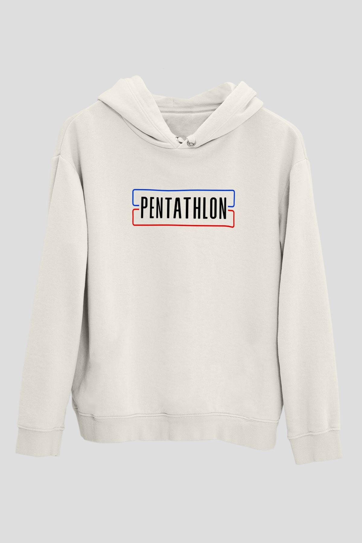 Pentathlon Baskılı Unisex Ekru Hoodie