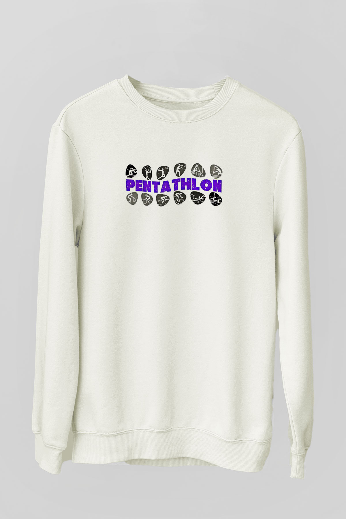 Pentathlon Baskılı Unisex Ekru Sweatshirt