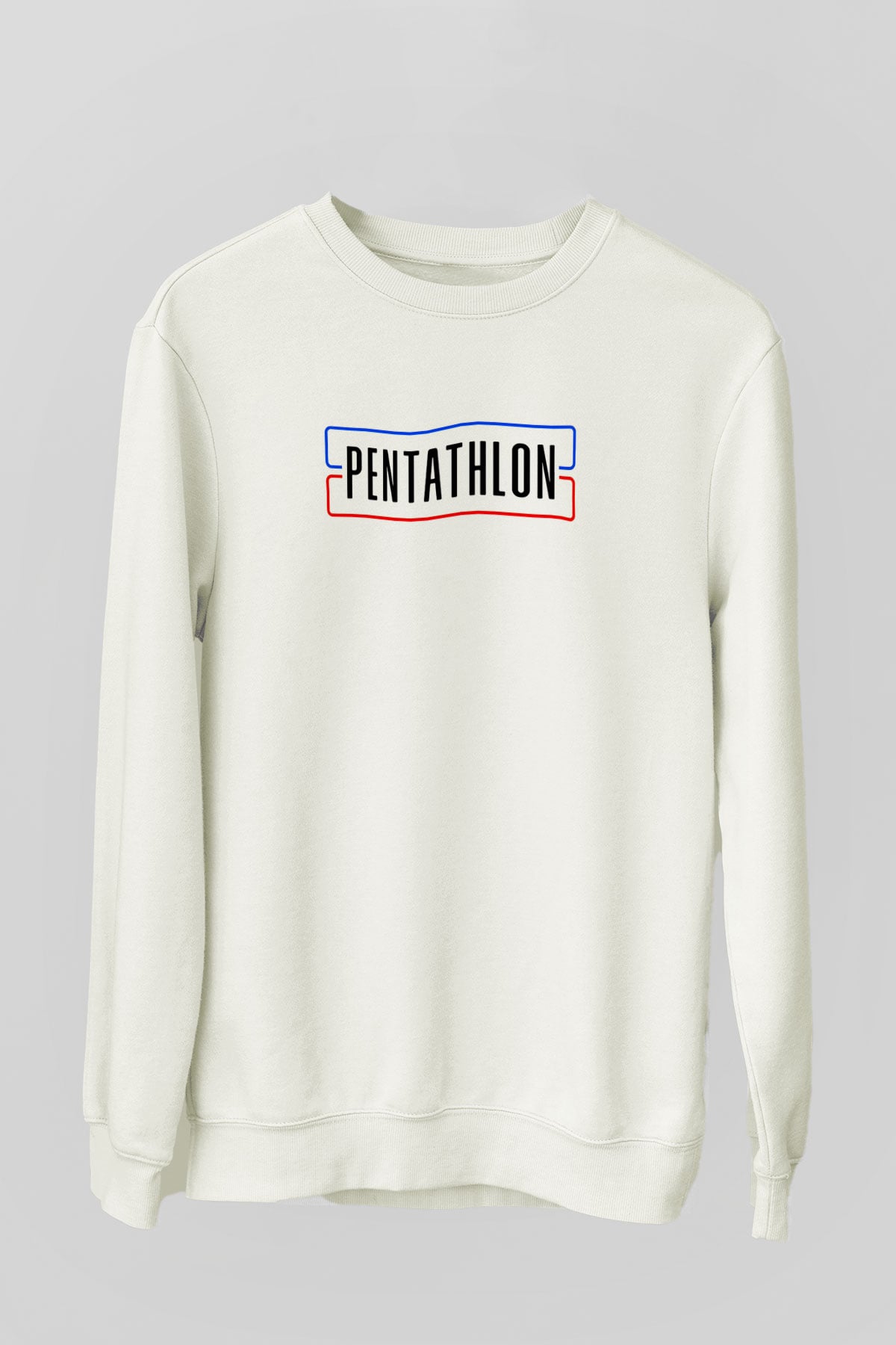 Pentathlon Baskılı Unisex Ekru Sweatshirt