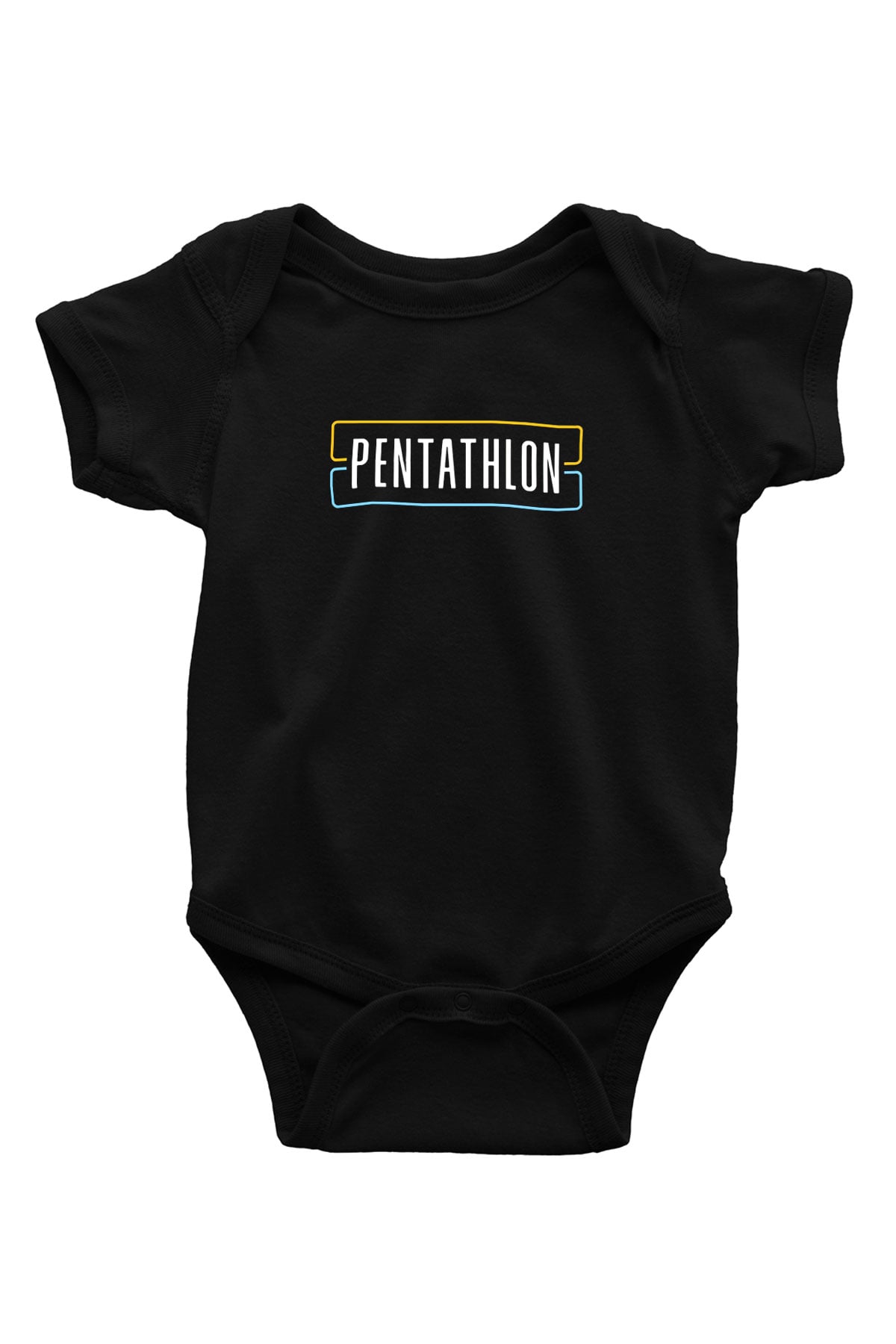 Pentathlon Baskılı Unisex Siyah Bebek Body - Zıbın