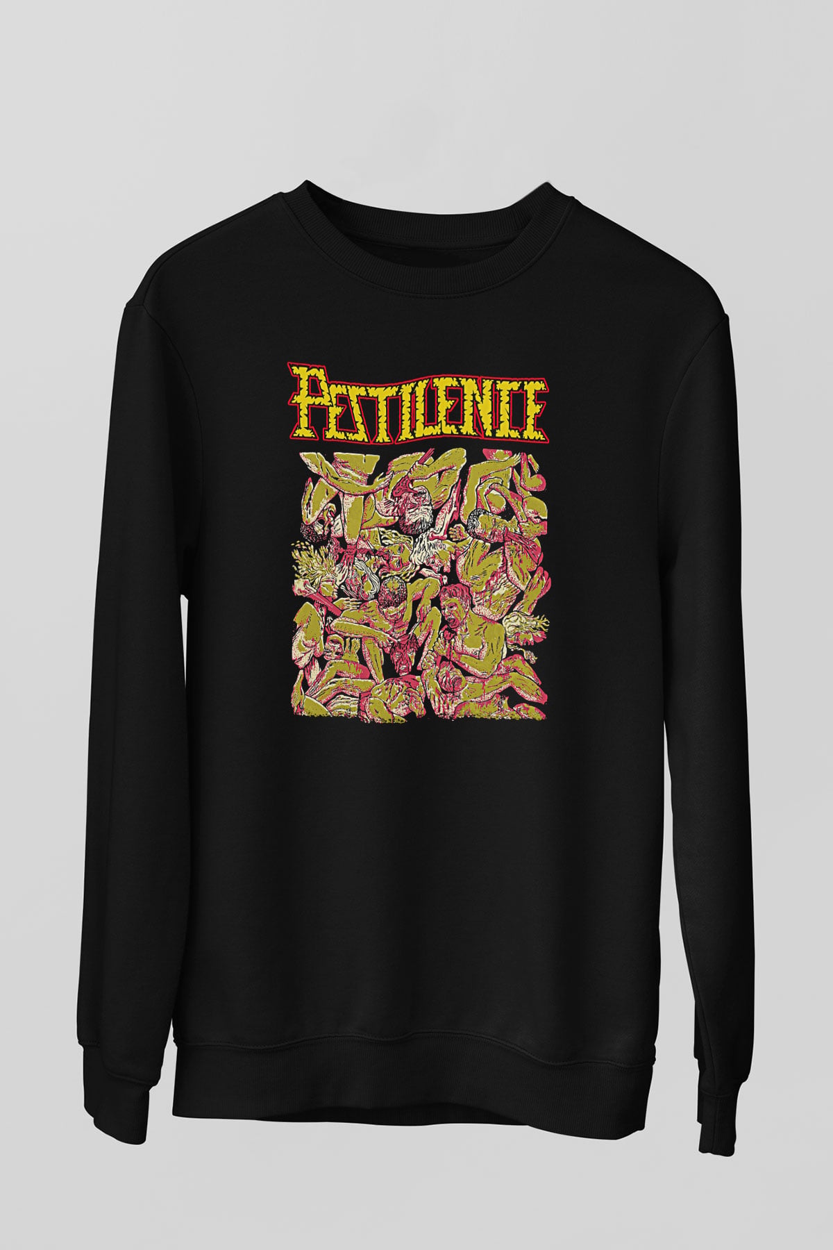 Pestilence Baskılı Unisex Siyah Sweatshirt
