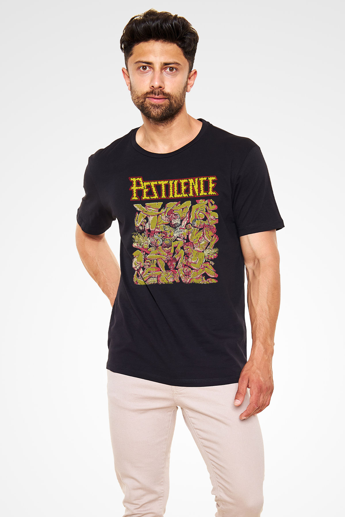 Pestilence Baskılı Unisex Siyah Tişört - Tshirt