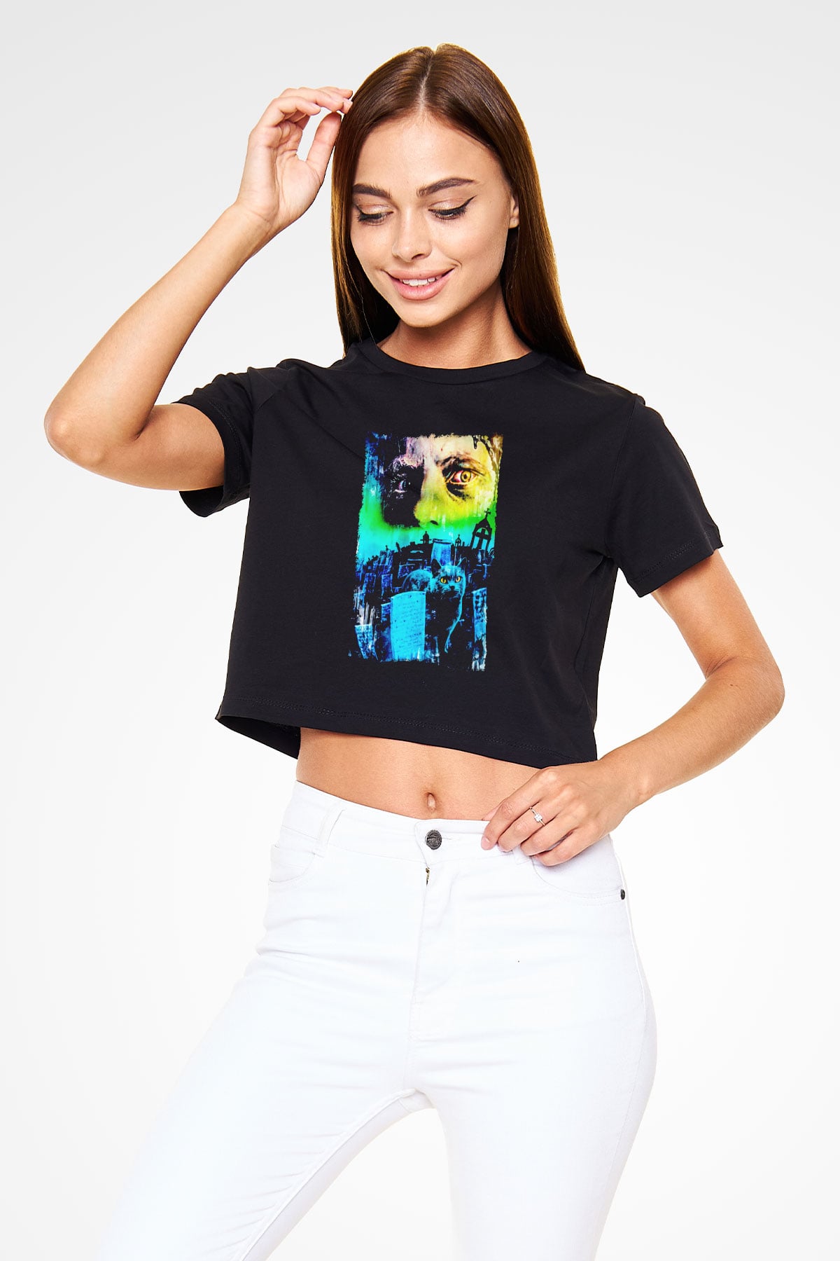 Pet Sematary Siyah   Crop Top Tişört