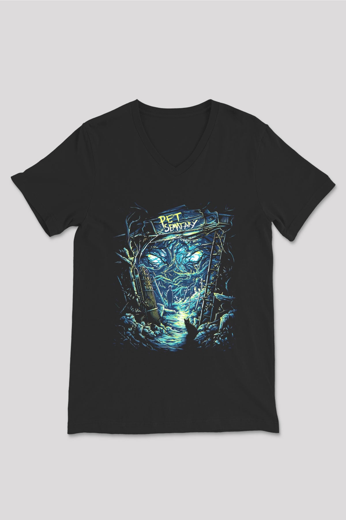 Pet Sematary Siyah Unisex V Yaka Tişört